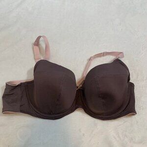 Cacique Womens Full Coverage Underwire Bra Cocoa Brown‎ Pink Trim 46C